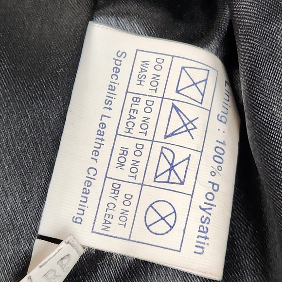 Saguaro Black 100% Leather Jacket Wide Collar Distressed Faded Womens Size L - Picture 11 of 11